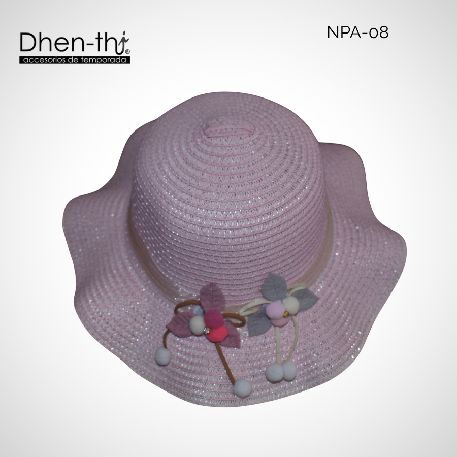 Sombrero de papel arroz para niña: Flores ondulado
