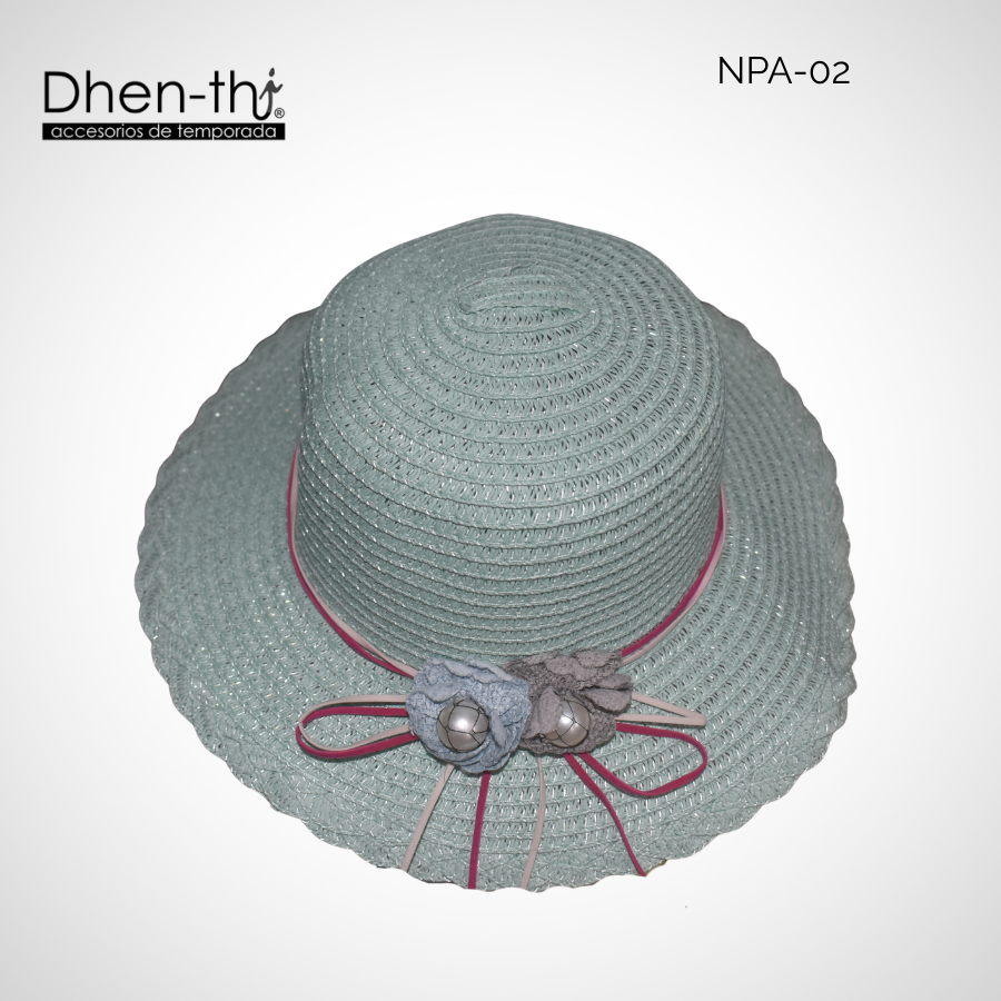 Sombrero de papel arroz para niña: Flores ondulado