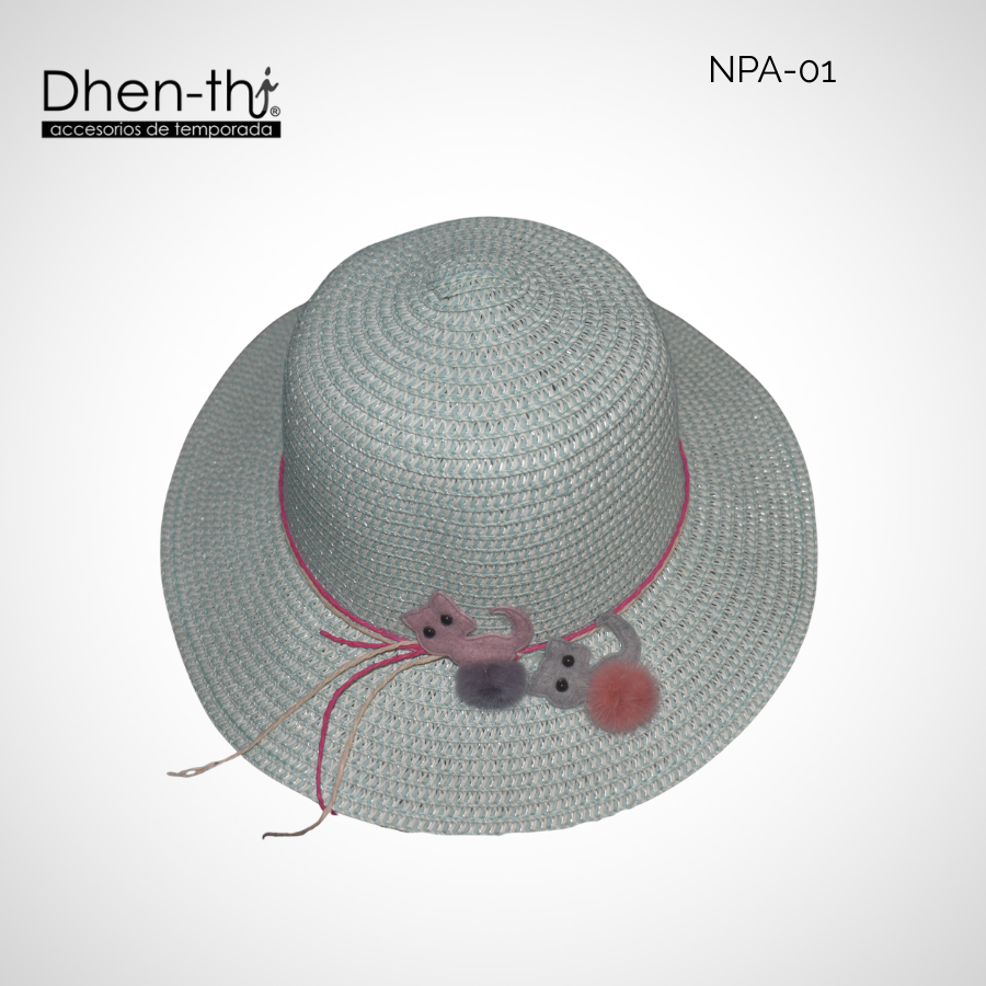 Sombrero de papel arroz para niña: Gatitos