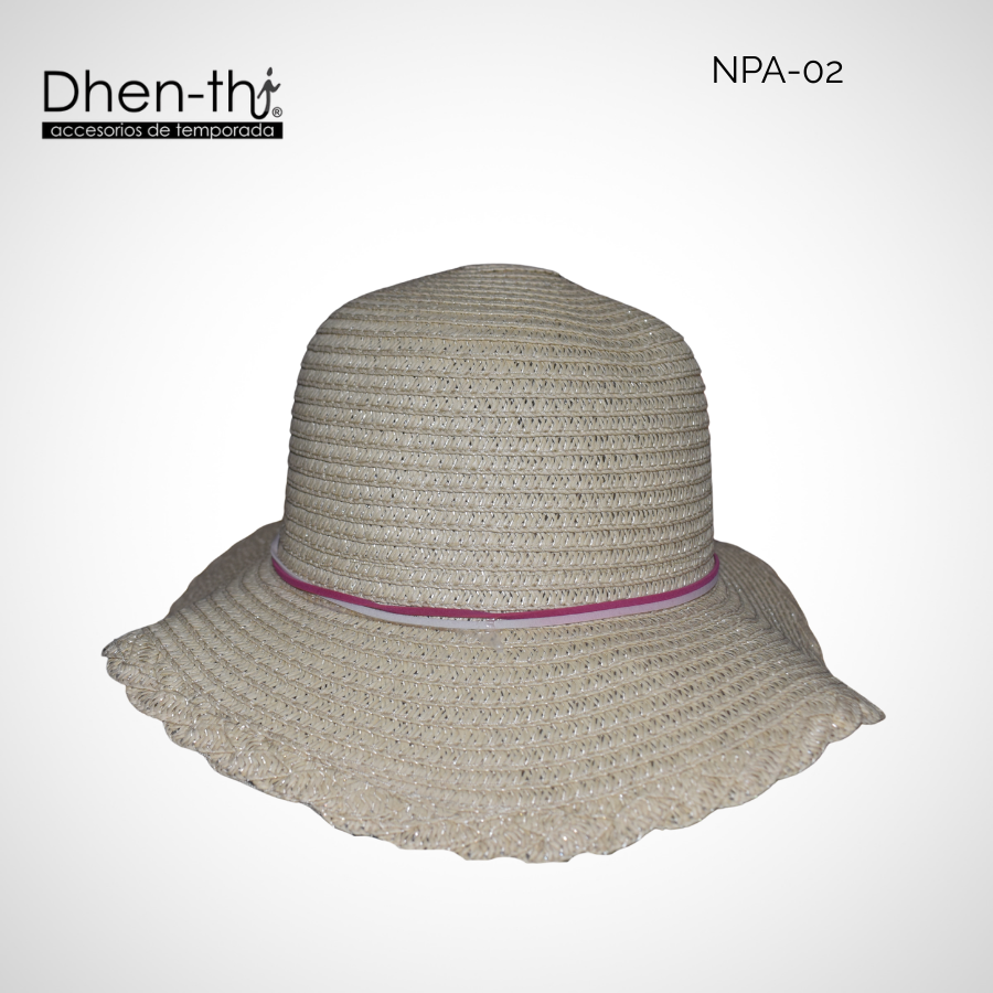 Sombrero de papel arroz para niña: Flores ondulado