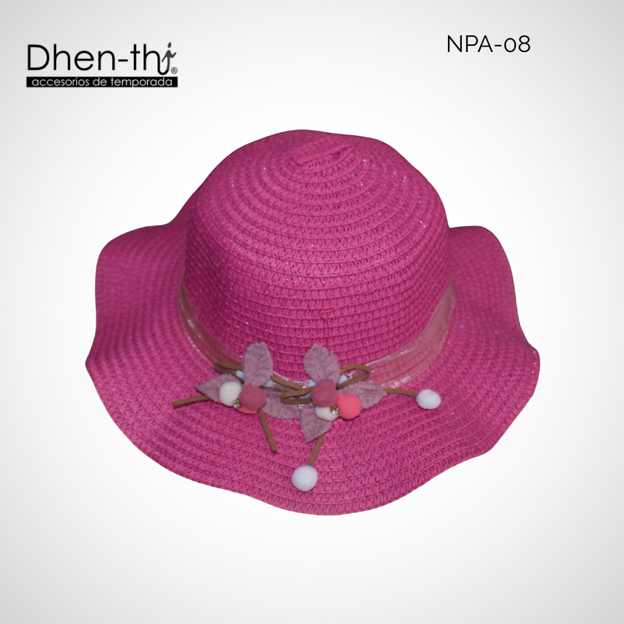 Sombrero de papel arroz para niña: Flores ondulado