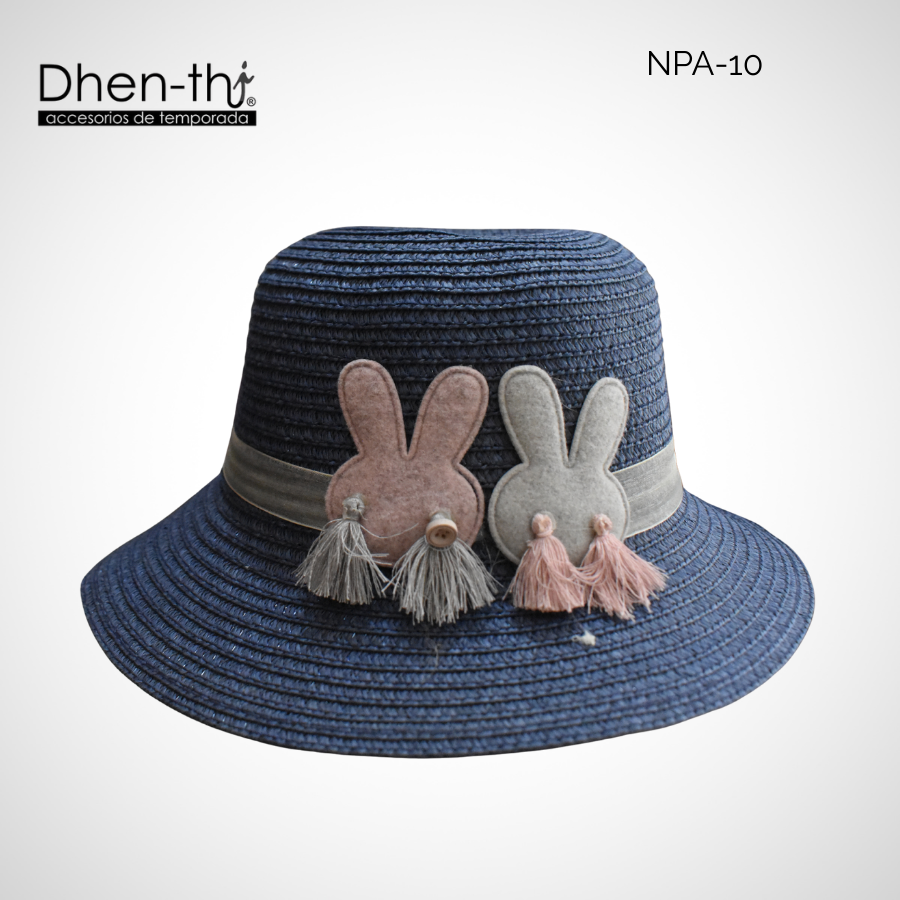 Sombrero de papel arroz para niña: Conejitos