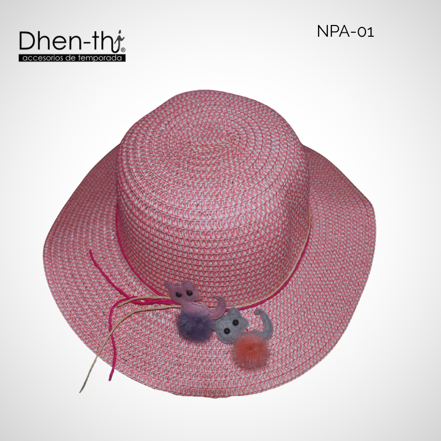 Sombrero de papel arroz para niña: Gatitos