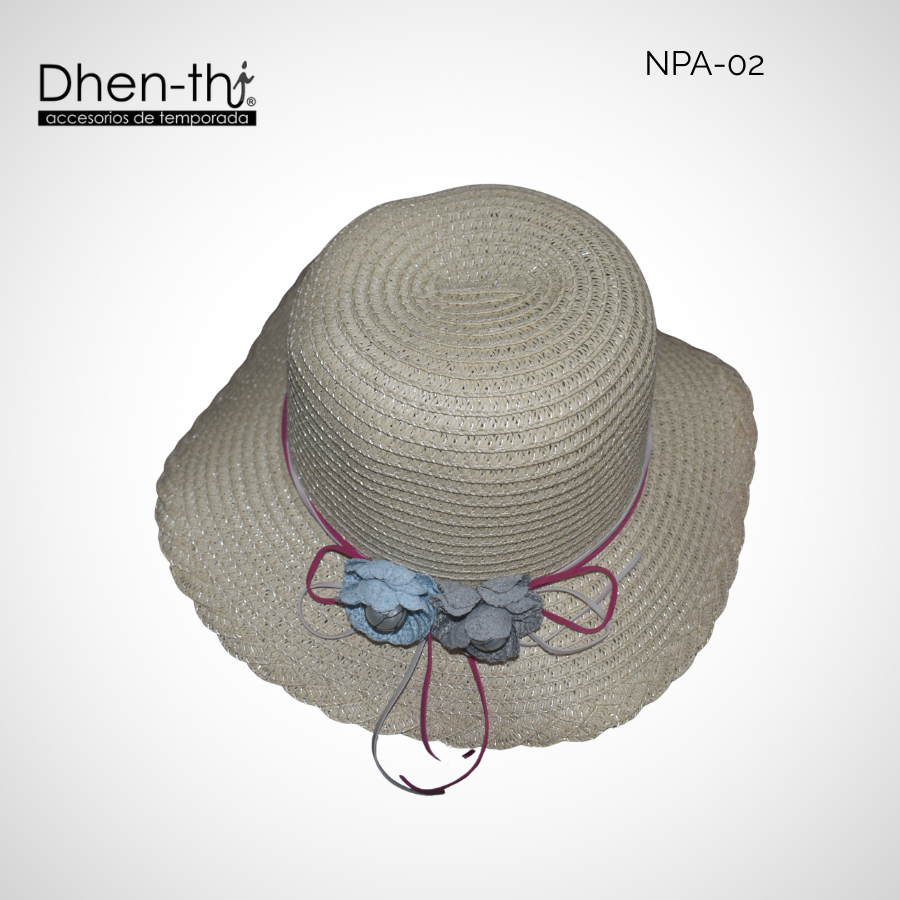 Sombrero de papel arroz para niña: Flores ondulado