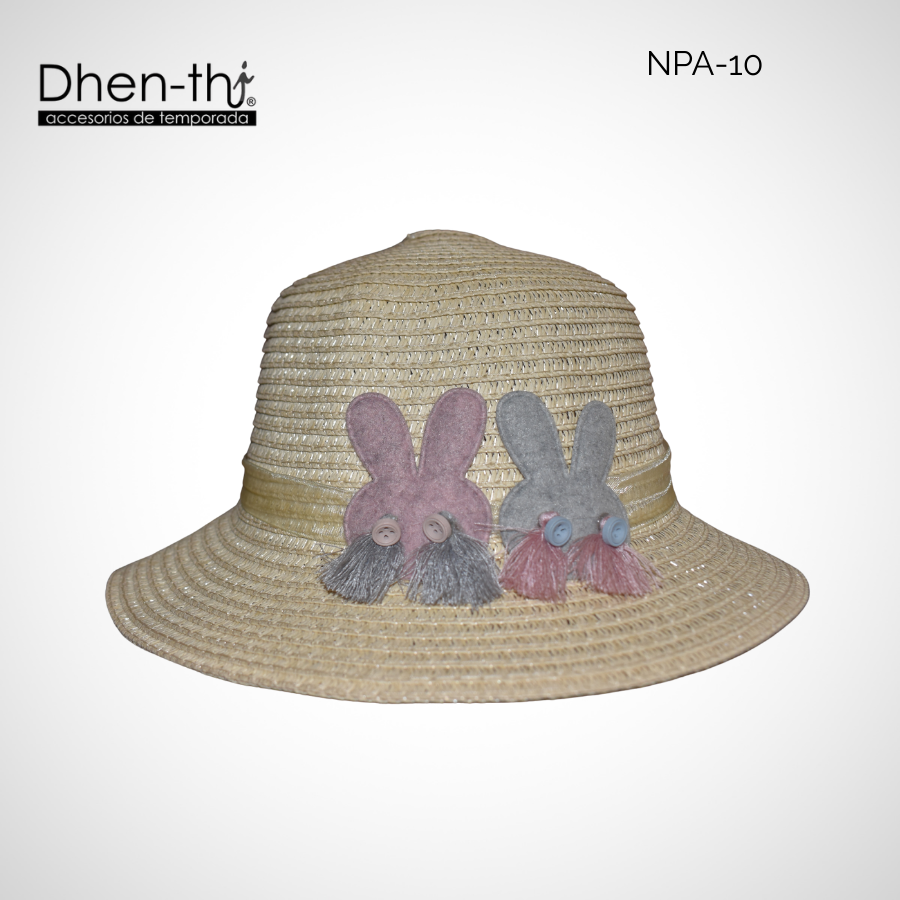 Sombrero de papel arroz para niña: Conejitos