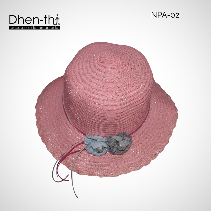 Sombrero de papel arroz para niña: Flores ondulado