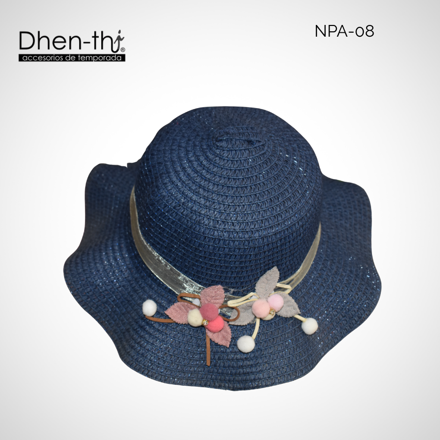 Sombrero de papel arroz para niña: Flores ondulado