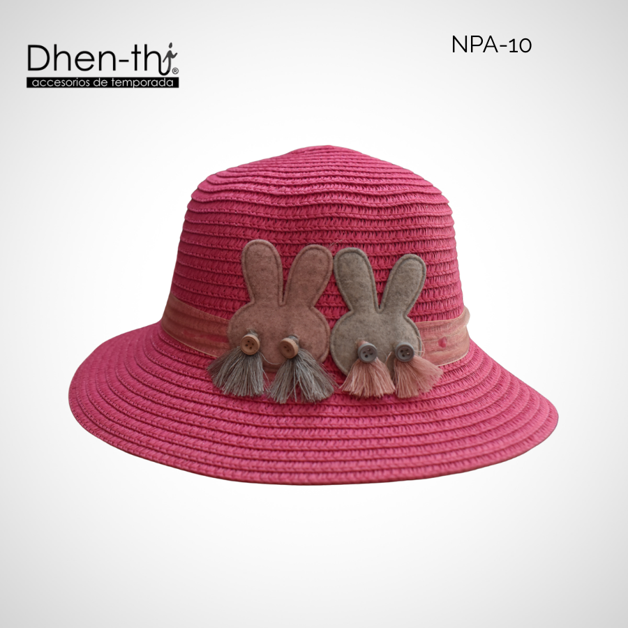 Sombrero de papel arroz para niña: Conejitos