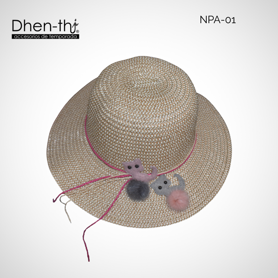 Sombrero de papel arroz para niña: Gatitos