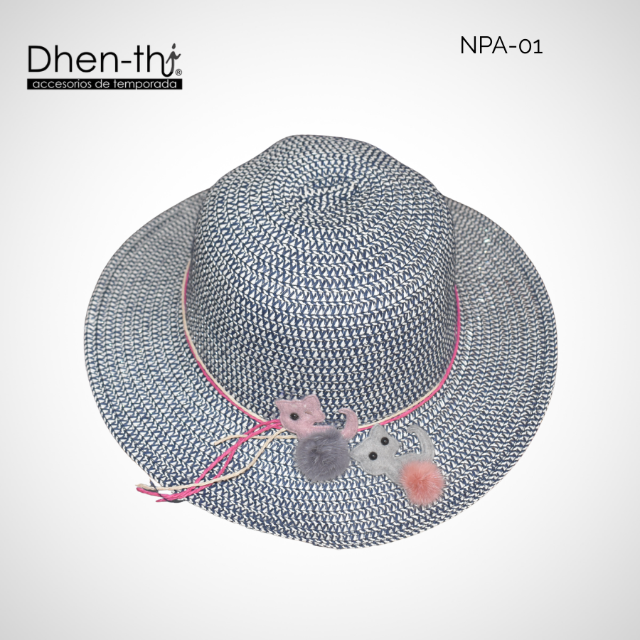 Sombrero de papel arroz para niña: Gatitos