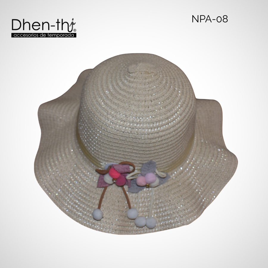 Sombrero de papel arroz para niña: Flores ondulado