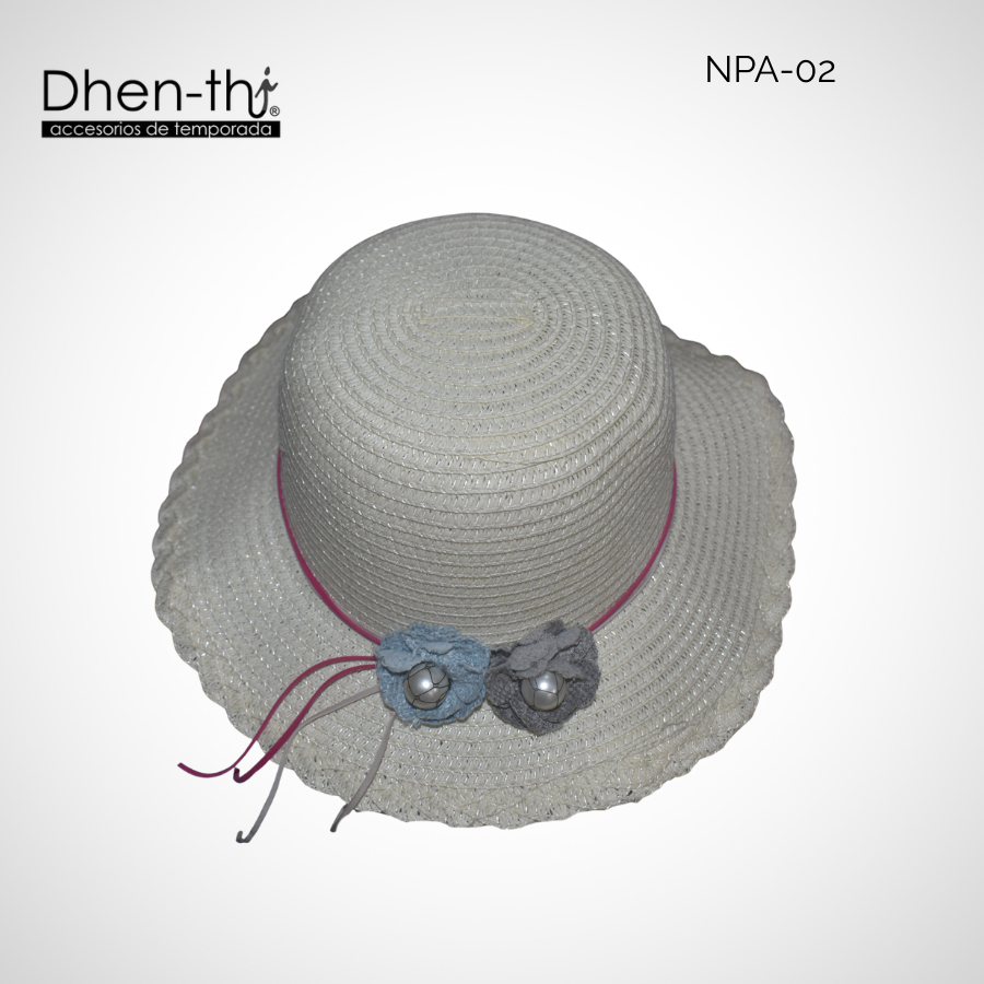 Sombrero de papel arroz para niña: Flores ondulado