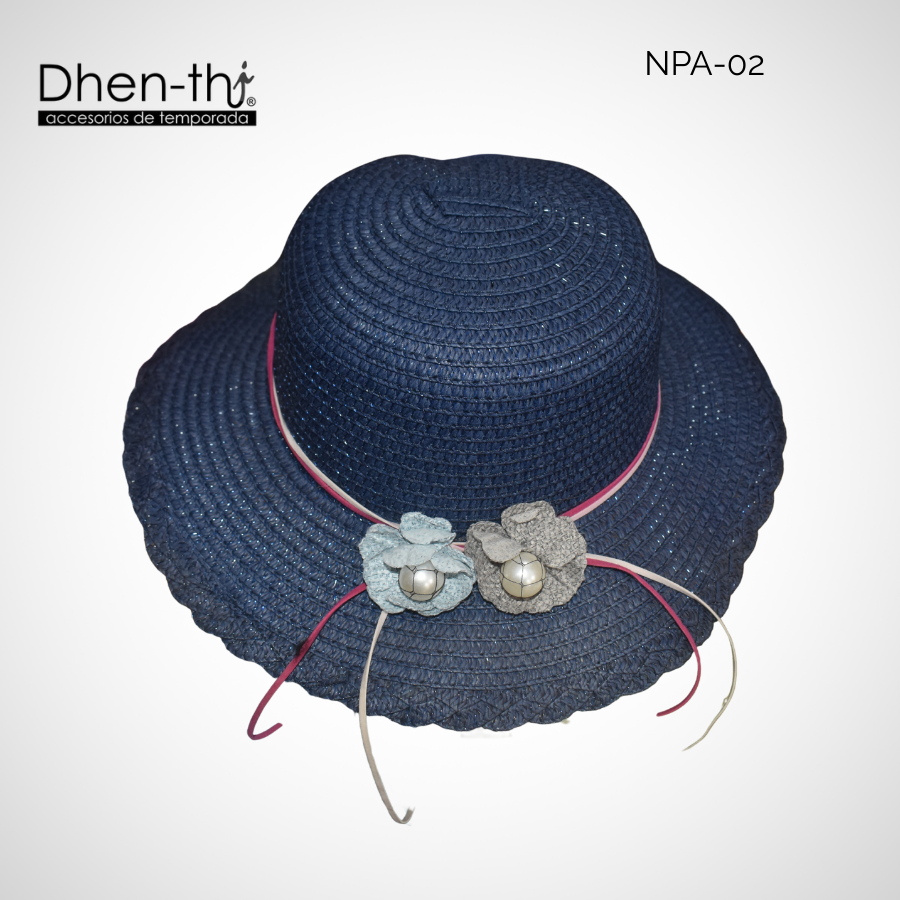 Sombrero de papel arroz para niña: Flores ondulado