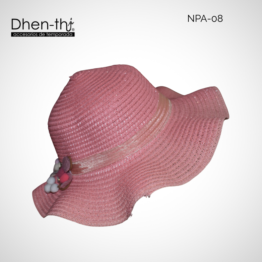 Sombrero de papel arroz para niña: Flores ondulado