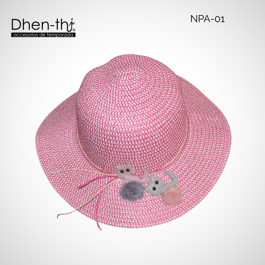 Sombrero de papel arroz para niña: Gatitos